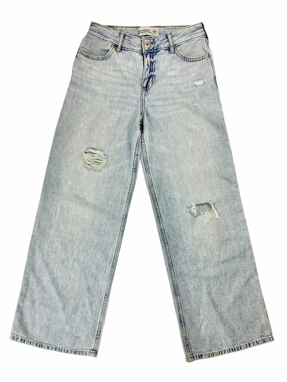 abercrombie girls light blue high rise ultra wide leg jeans